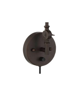 Set of 2 Dark Bronze Plug-in 6" Light Fixture Wray Modern Industrial Swing Arm Wall Lamps
