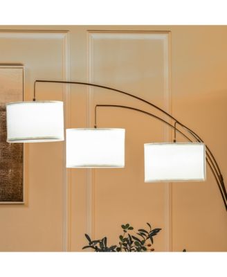 Arc Floor Lamp w/3 Hanging Drum Shape Lampshade, and Flexible Steel Pole