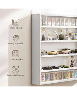 31.5" Glass 5-Tier Display Cabinet 4 Adjustable Shelves Freestanding Storage Showcase with Doors