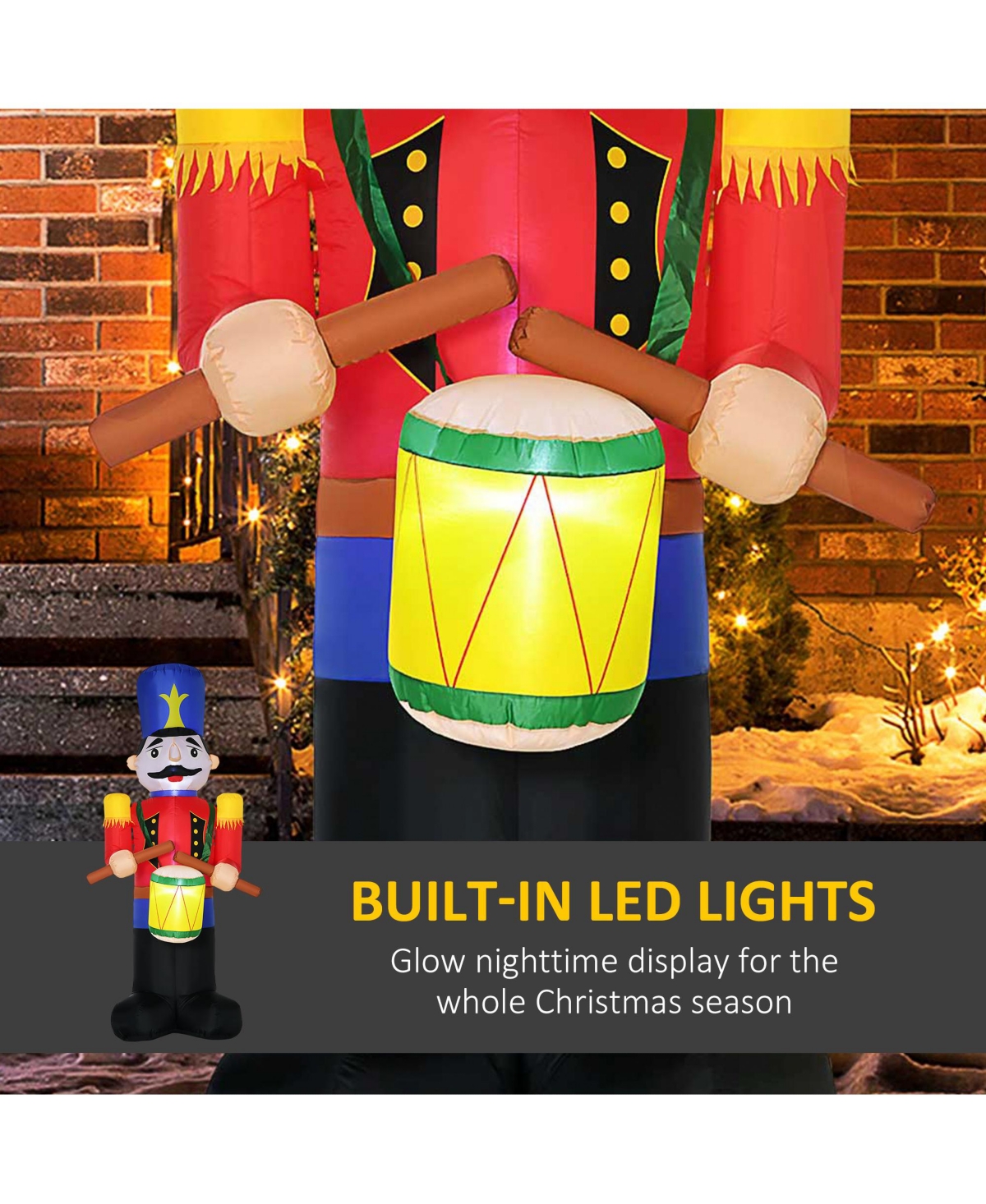 Homcom 8' Christmas Inflatable Nutcracker soldier Outdoor Blow-Up Decoration