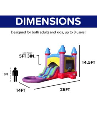 HeroKiddo Jelly Bean Castle Commercial Grade Bounce House Water Slide with Splash Pool (with Blower), Kids and Adults, Basketball Hoop, Wet Dry Combo, Inflatable, Outdoor Indoor, Birthday Party