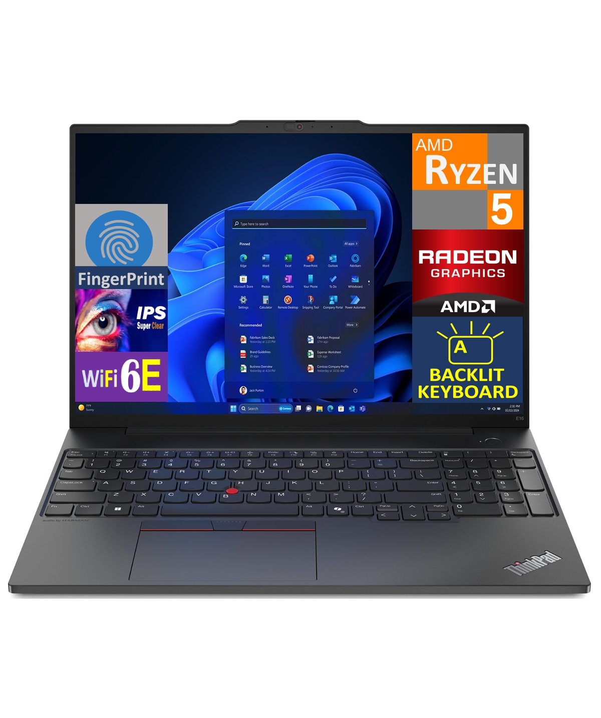 Lenovo Thinkpad E16 Gen 2 Laptop (Amd Ryzen 5 7535U 6-Core, 64GB DDR5 4800MHz Ram, 2TB PCIe Ssd, 16.0" 60 Hz Fp,Bt, Black