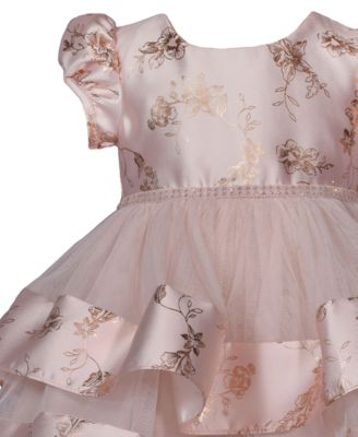 Baby Girls Foiled Floral Tiered Party Dress