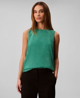 Calvin Klein - Women's Printed Chiffon Sleeveless Blouse