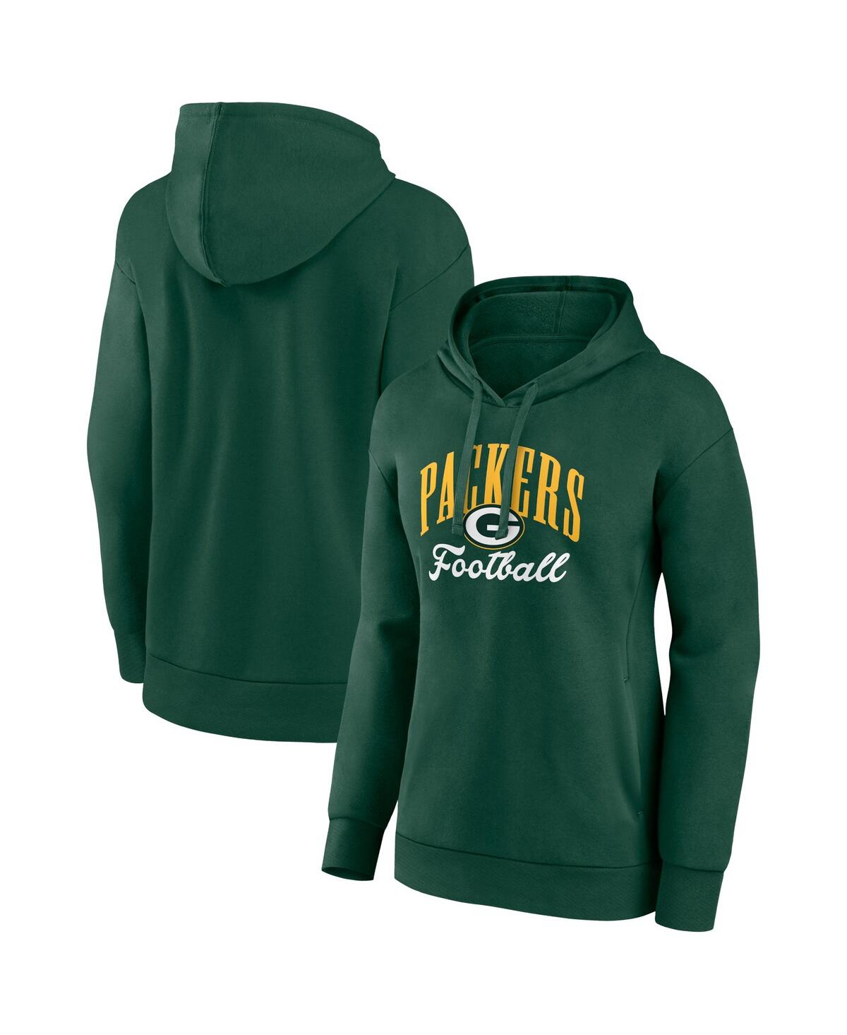 Women's Green Green Bay Packers Team Logo Victory Script Pullover Hoodie - Green