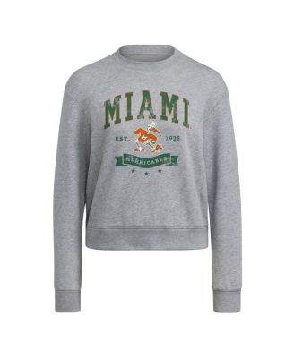 Women's Gray Miami Hurricanes Pullover Crewneck Sweatshirt