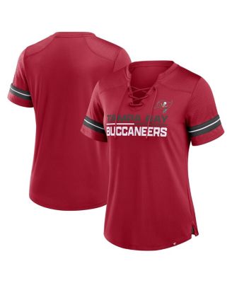 Fanatics - Women's Red Athena Lace-Up V-Neck Fashion Top