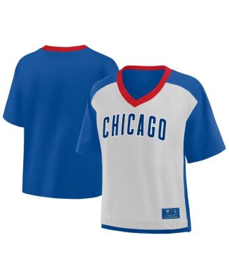 Fanatics - Women's Royal/Graphite Chicago Cubs Oversized Race To Win V-Neck T-Shirt