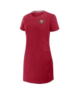 Women's Scarlet San Francisco 49ers Ruched Drape T-Shirt Dress
