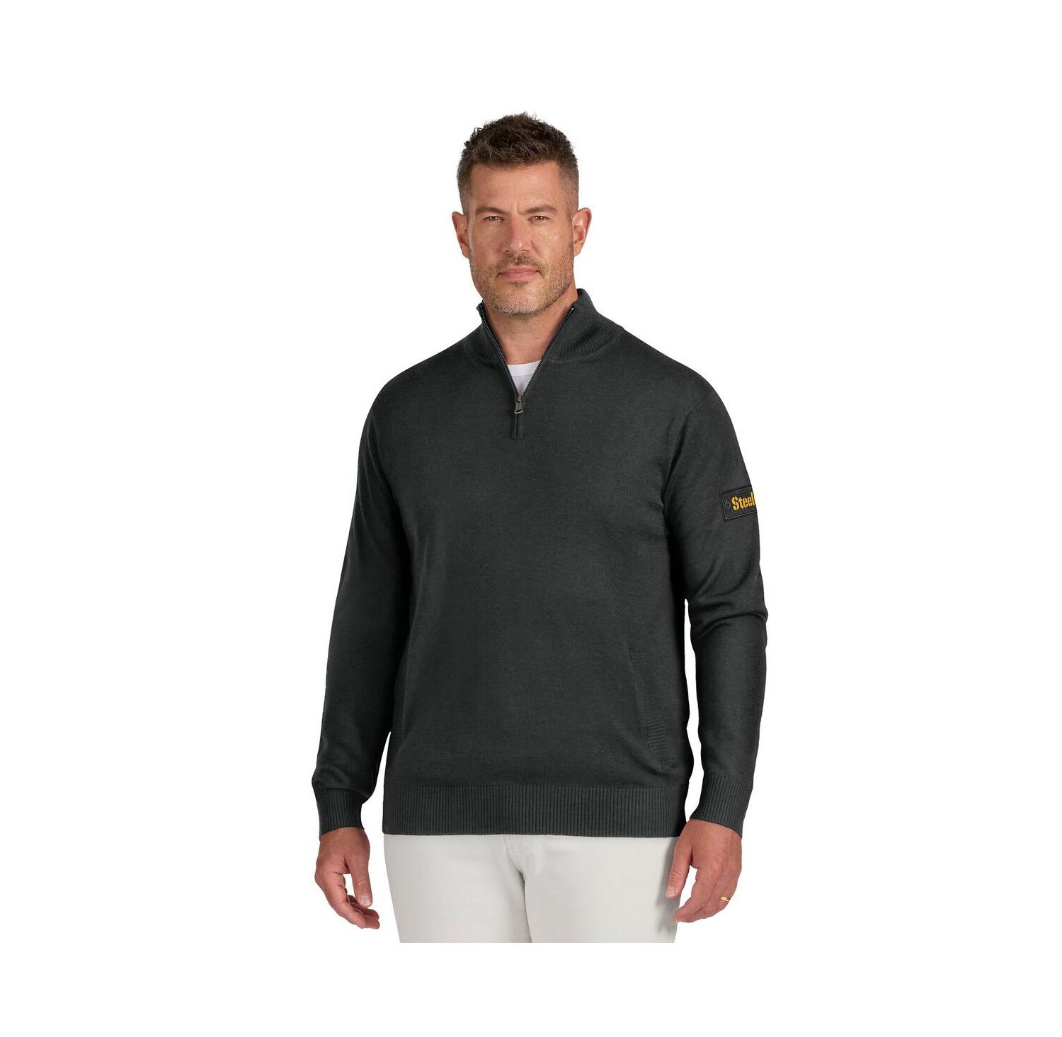 Men's Black Pittsburgh Steelers Franchise Quarter-Zip Sweater