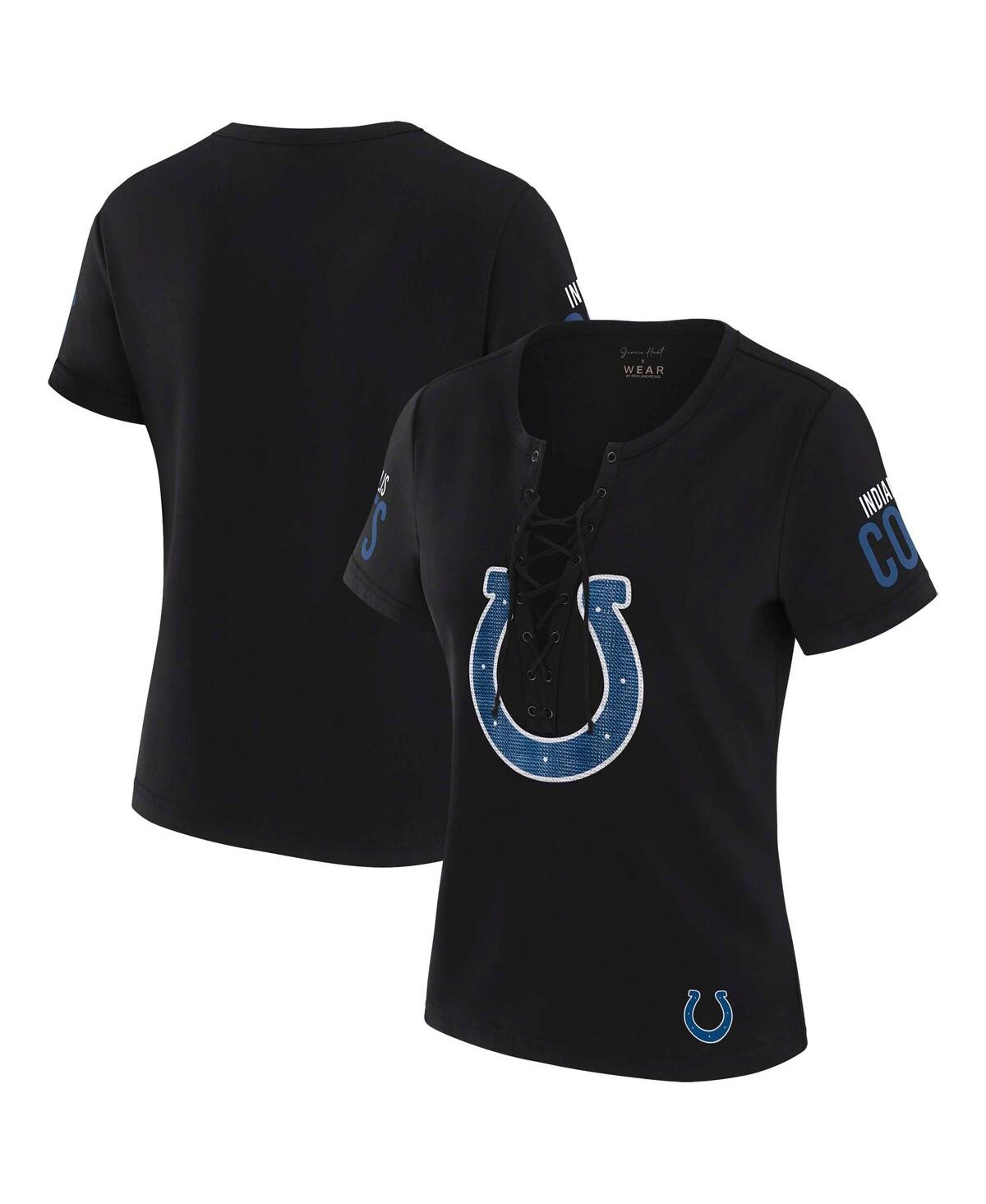Women's Black Indianapolis Colts Draft Me Lace-Up T-Shirt - Black
