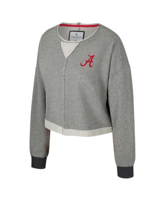 Women's Charcoal Alabama Crimson Tide Magnum Scoop Neck Cropped Pullover Sweatshirt