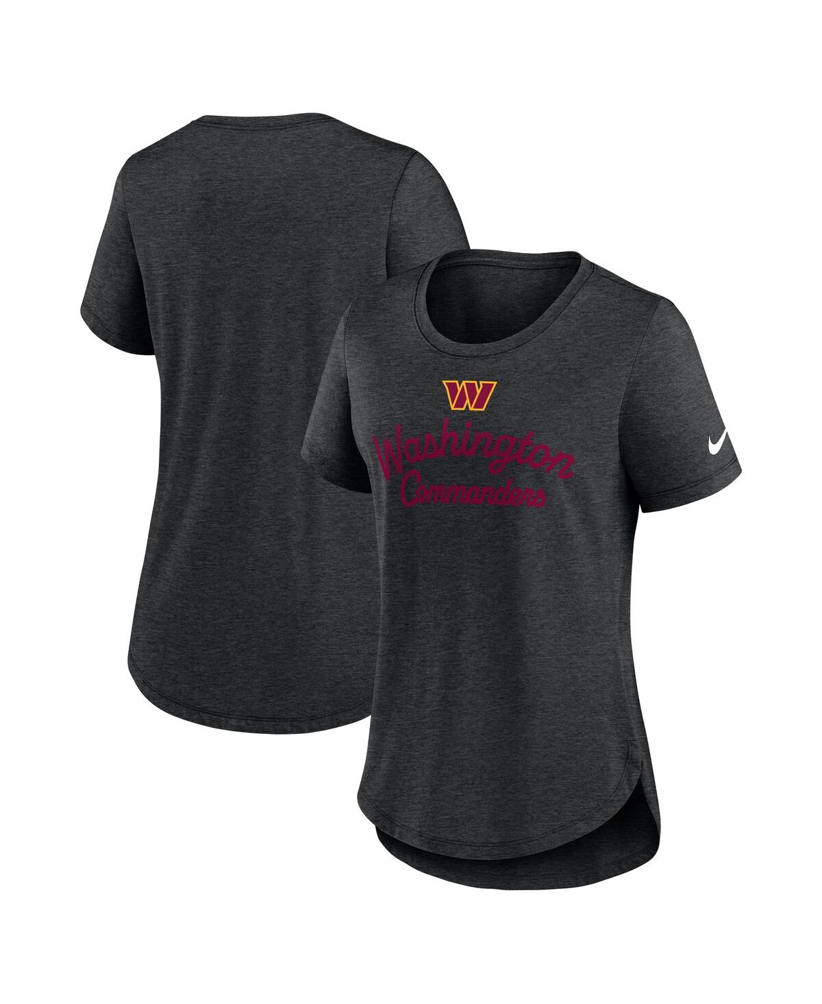 Women's Black Washington Commanders Script Tri-Blend T-Shirt - Black