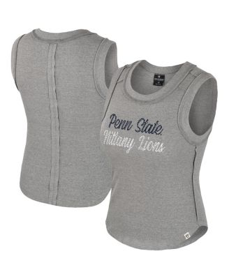 Colosseum - Women's Heather Gray Penn State Nittany Lions Beach You Ribbed Tri-Blend Tank Top