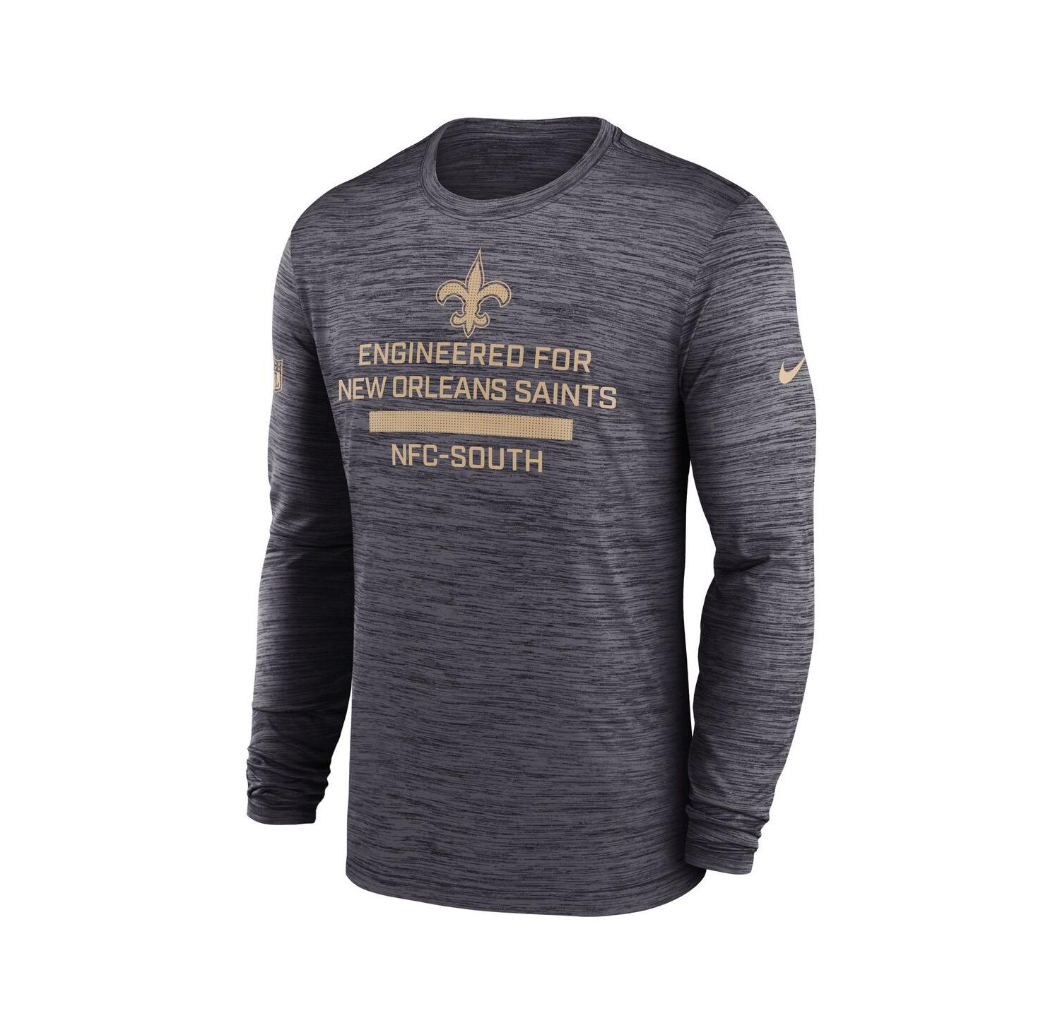 Men's Black New Orleans Saints Sideline Velocity Performance Long Sleeve T-Shirt