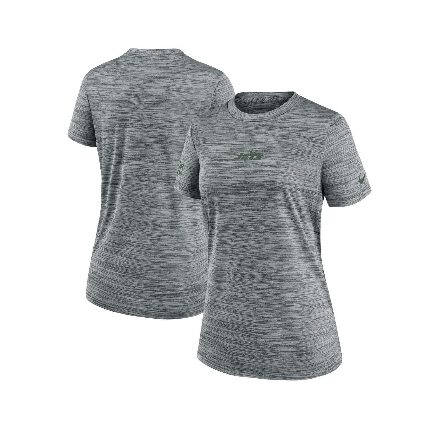 Women's Gray New York Jets Sideline Velocity Performance T-Shirt