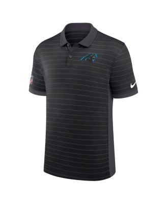 Men's Black Carolina Panthers Sideline Victory Stripe Performance Polo Shirt