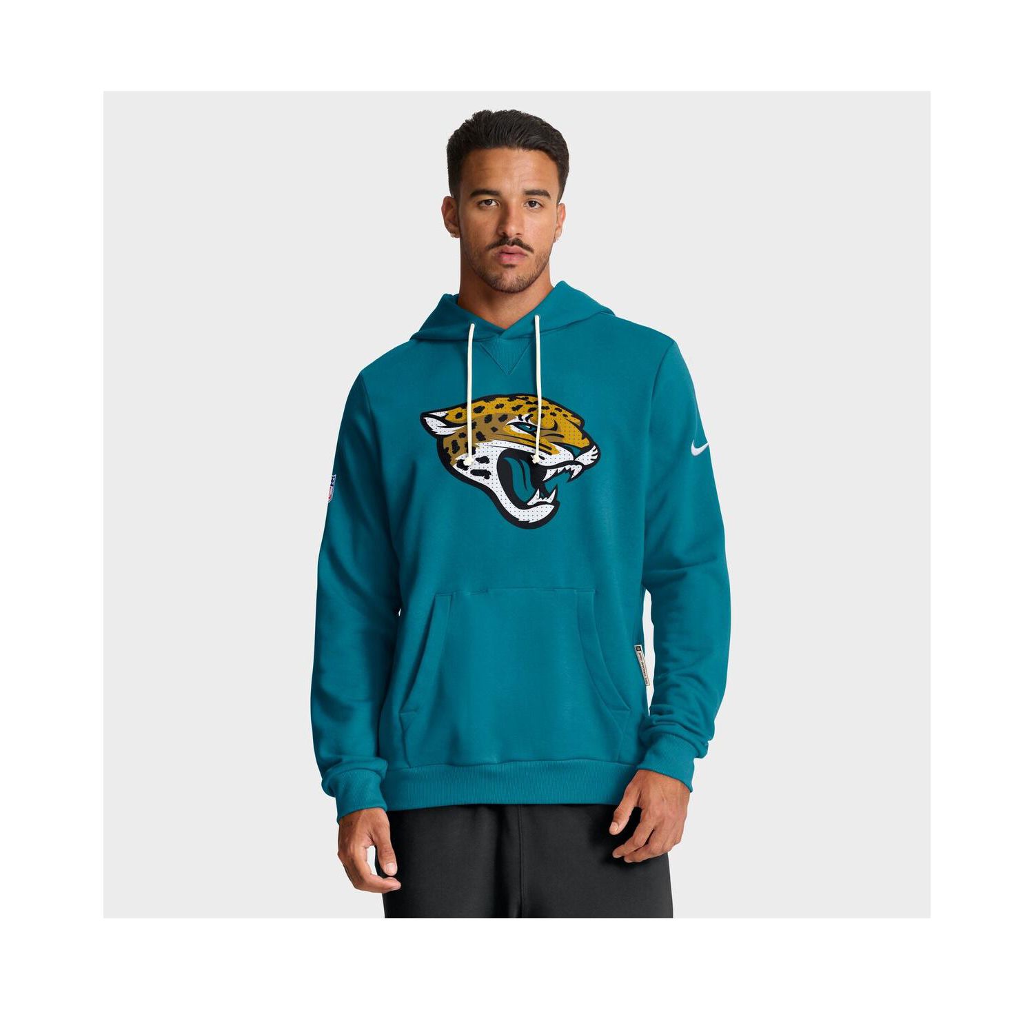 Men's Teal Jacksonville Jaguars Sideline Initial Home Performance Pullover Hoodie
