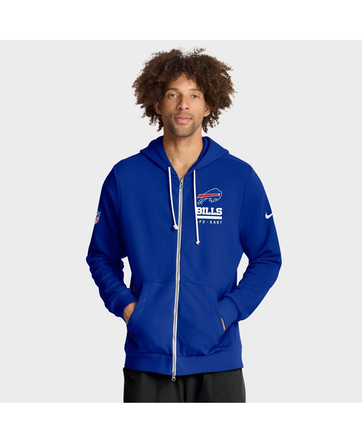 Мужская толстовка Royal Buffalo Bills Sideline Utility Player Performance с капюшоном на молнии