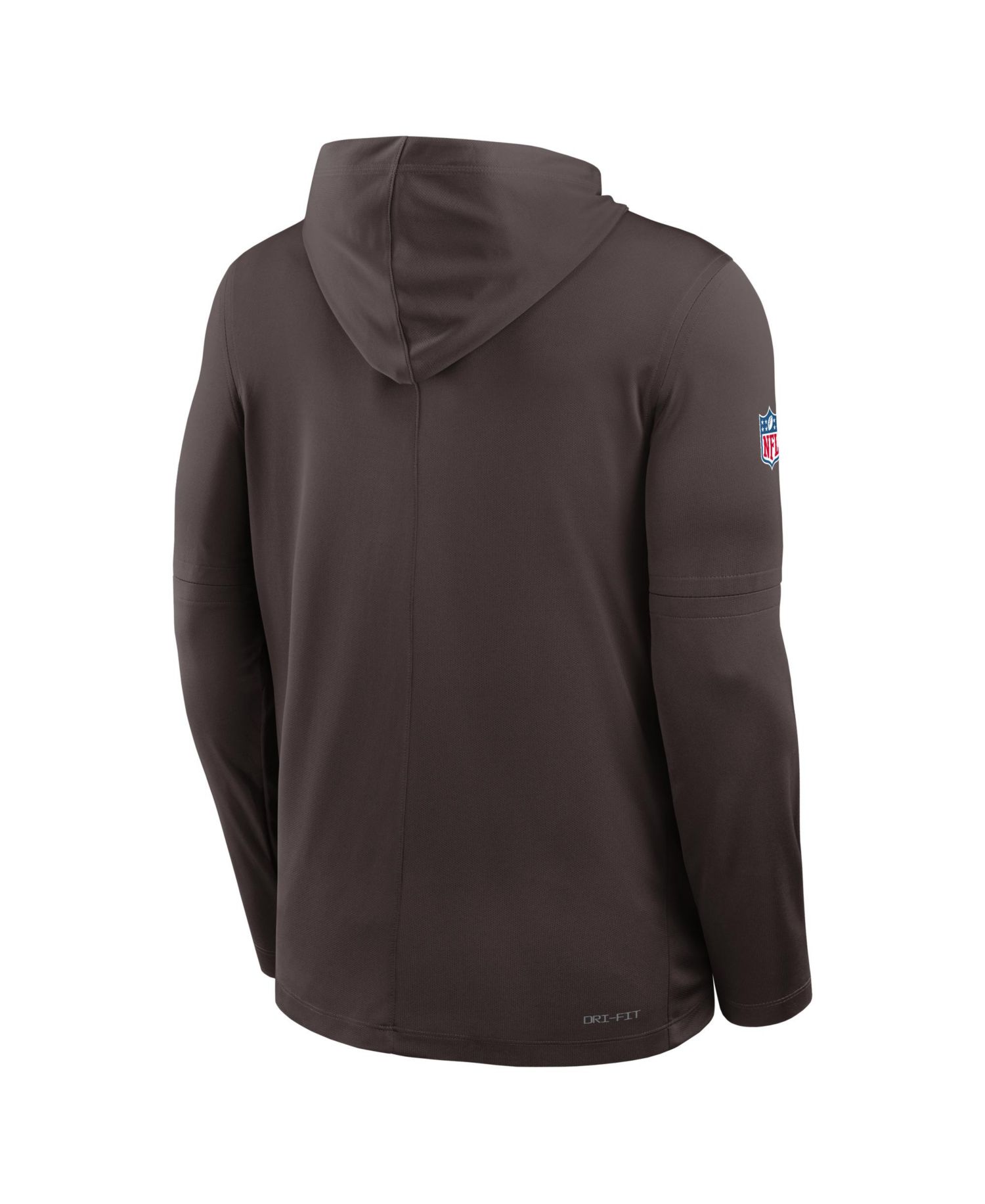 Men's Brown Cleveland Browns Sideline Pure Fury Performance Long Sleeve Hoodie T-Shirt