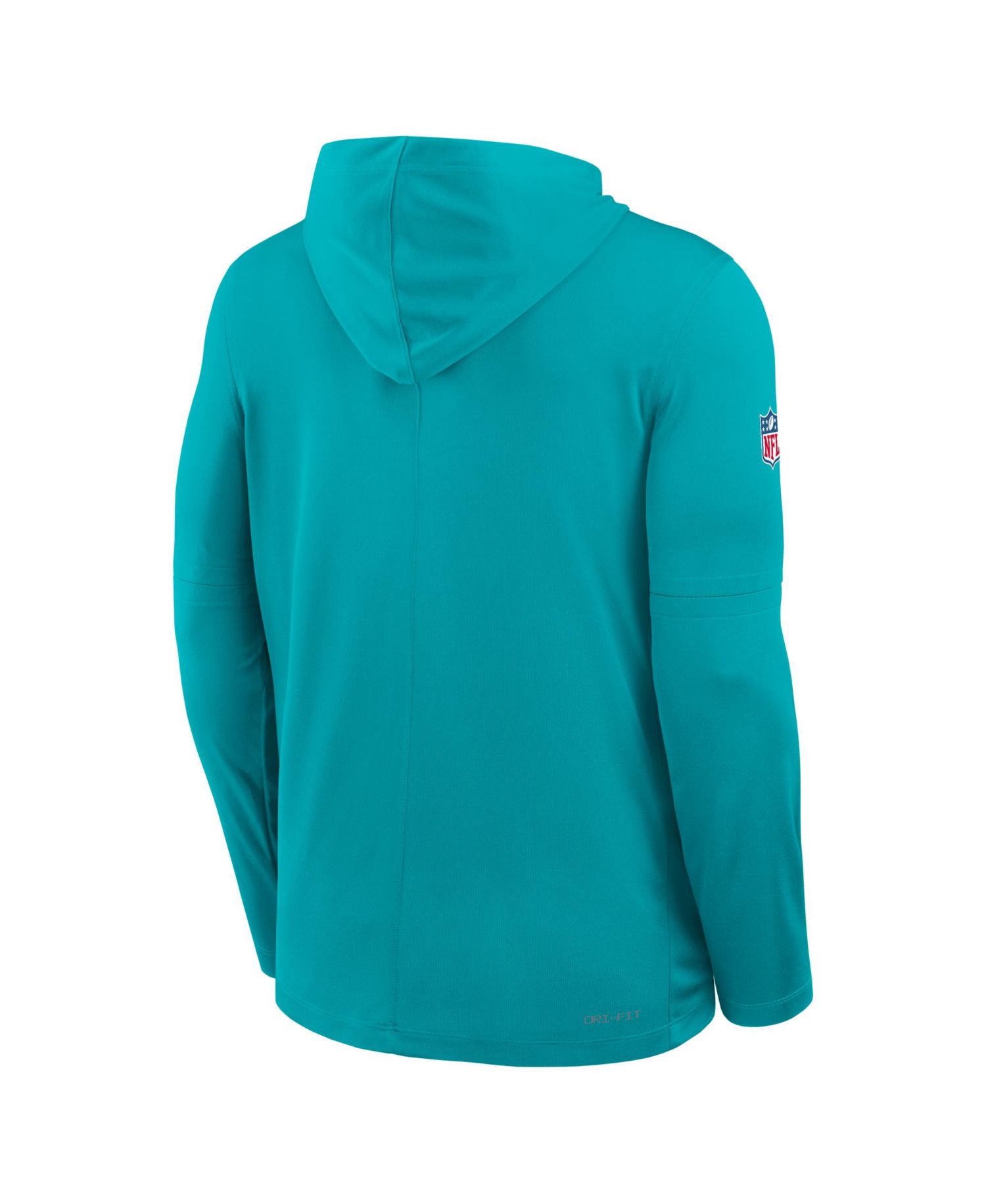 Men's Aqua Miami Dolphins Sideline Pure Fury Performance Long Sleeve Hoodie T-Shirt