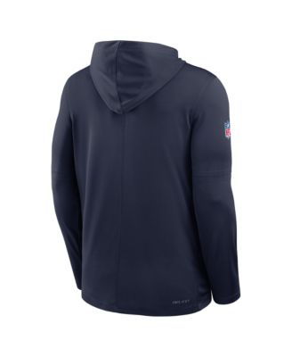 Men's Navy New England Patriots Sideline Pure Fury Performance Long Sleeve Hoodie T-Shirt