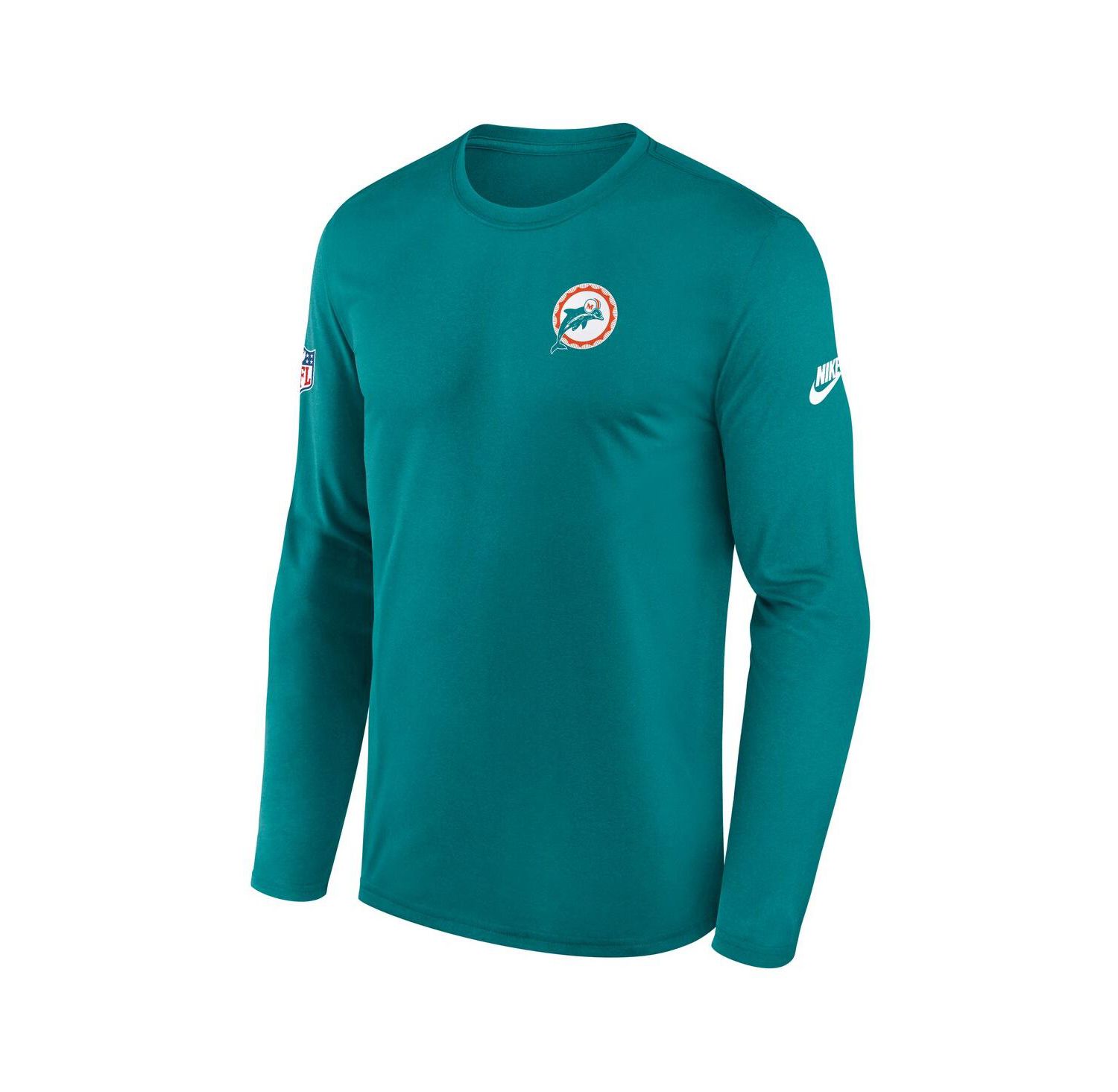 Men's Aqua Miami Dolphins Legend Small Logo Performance Long Sleeve T-Shirt