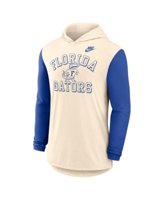 Men's Natural/Royal Florida Gators Legacy Color-Block Tri-Blend Performance Long Sleeve Hoodie T-Shirt