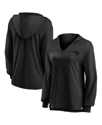 Fanatics - Women's New England Patriots Blackout Slub Hoodie V-Neck Long Sleeve T-Shirt