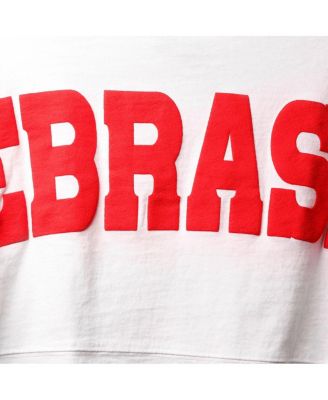 Women's White Nebraska Huskers Laurels Crop Long Sleeve T-Shirt