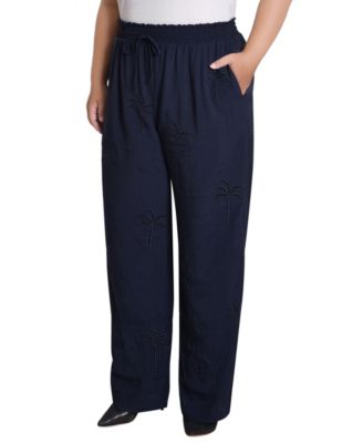 Plus Size Pull On Pants with Embroidery