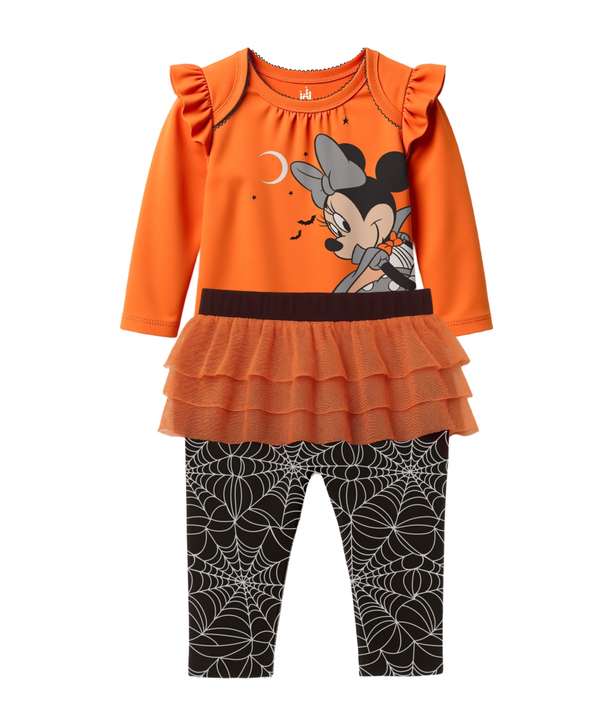 Disney Baby Girls Minnie Mouse Halloween Skeggings Set In Orange