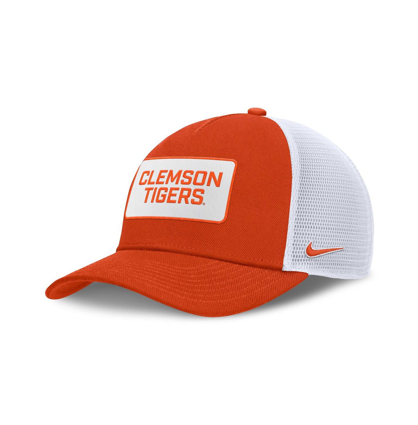Мужская кепка Nike Orange/White Clemson Tigers 2025 On-Field Rise Patch Trucker Adjustable Hat — фото 1