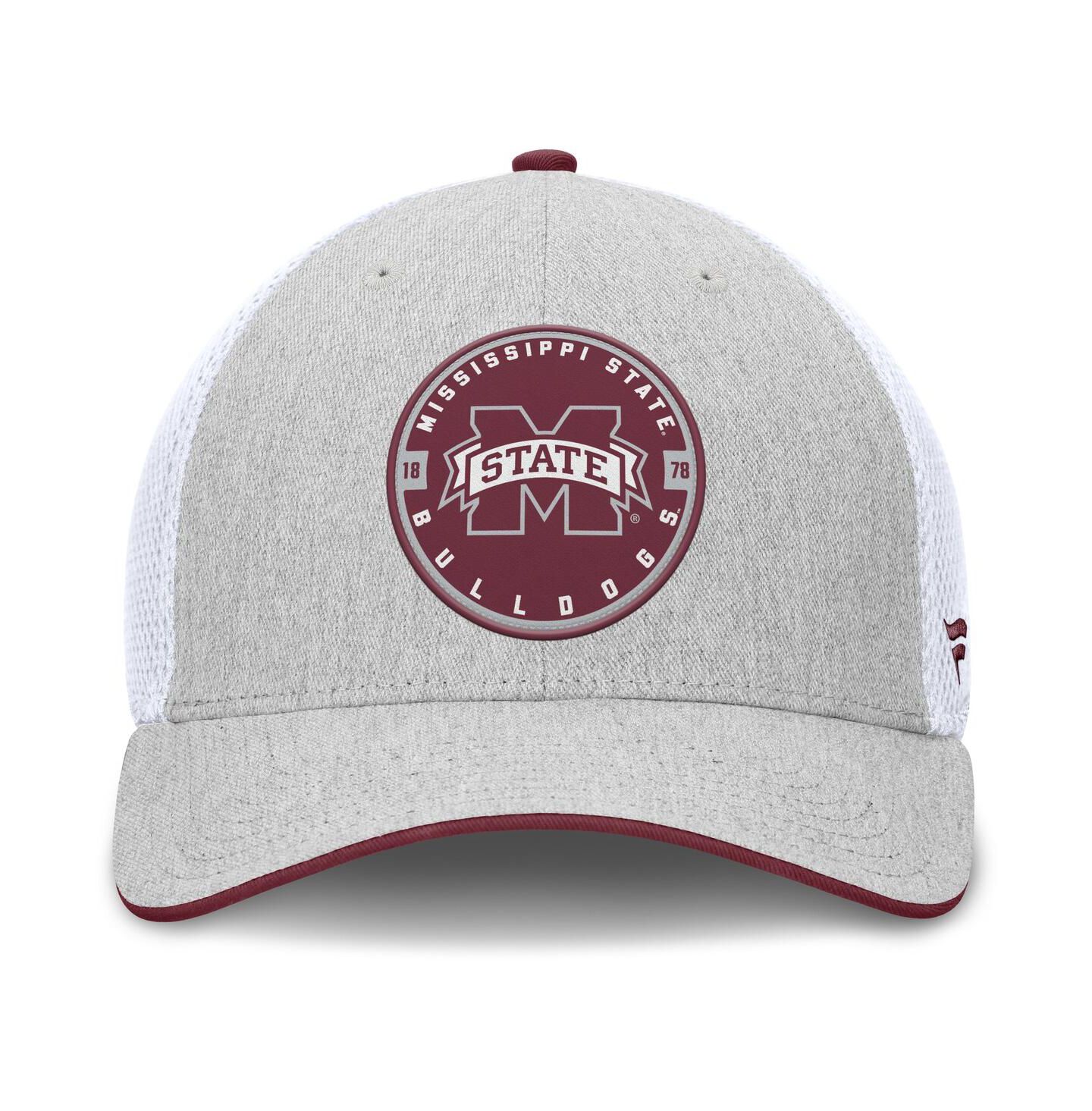Мужская кепка Fanatics Heather Gray/White Mississippi State Bulldogs Trigger Flex Hat — фото 4