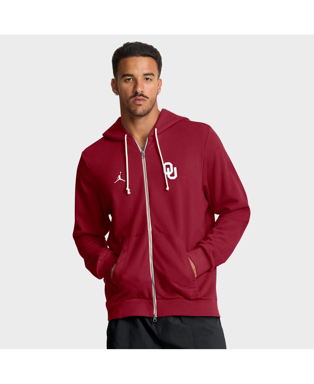 Jordan Men's Oklahoma Sideline  Brand Dri-fit College Full-zip Hoodie In Red