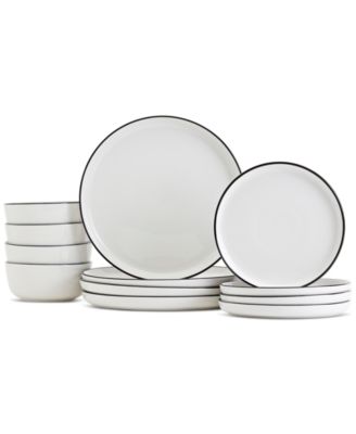 Haven - Black Rim 12-Pc. Dinnerware Set, Service for 4