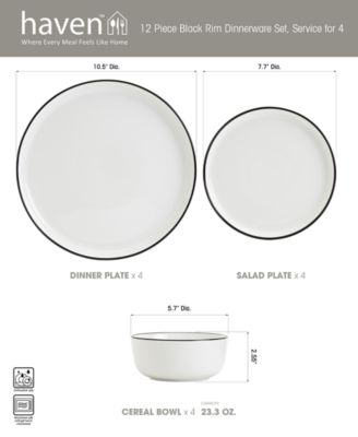 Black Rim 12 Pc. Dinnerware Set, Service for 4, Exclusively at Macy's