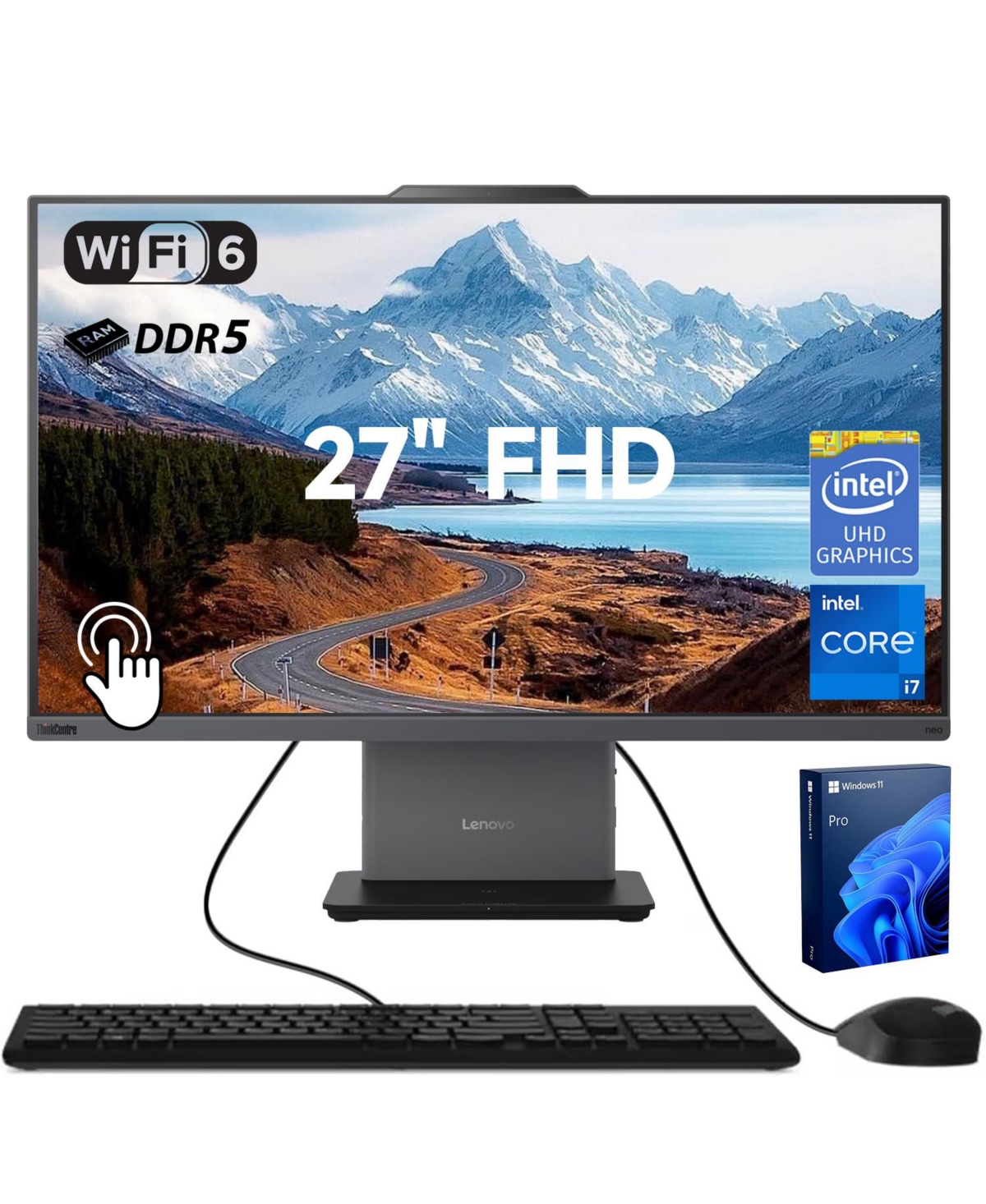 Lenovo ThinkCentre neo 50a 27" Business All-in-One Intel Core i7 13620H 16GB Ram Intel Uhd Graphics 512GB Ssd Storage Windows 11 Pro Fhd 100Hz