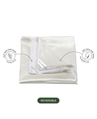 DualSilk Pillowcase, 22-Momme 100% Mulberry Silk & Eucalyptus Blend, Soft, Breathable & Luxurious – Standard Size