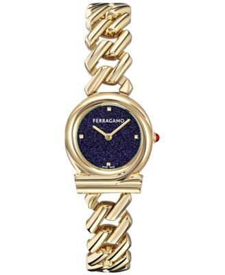 Ferragamo - Women's Swiss Gancini Twisted Chain Gold Ion Plated Bracelet Watch 28mm