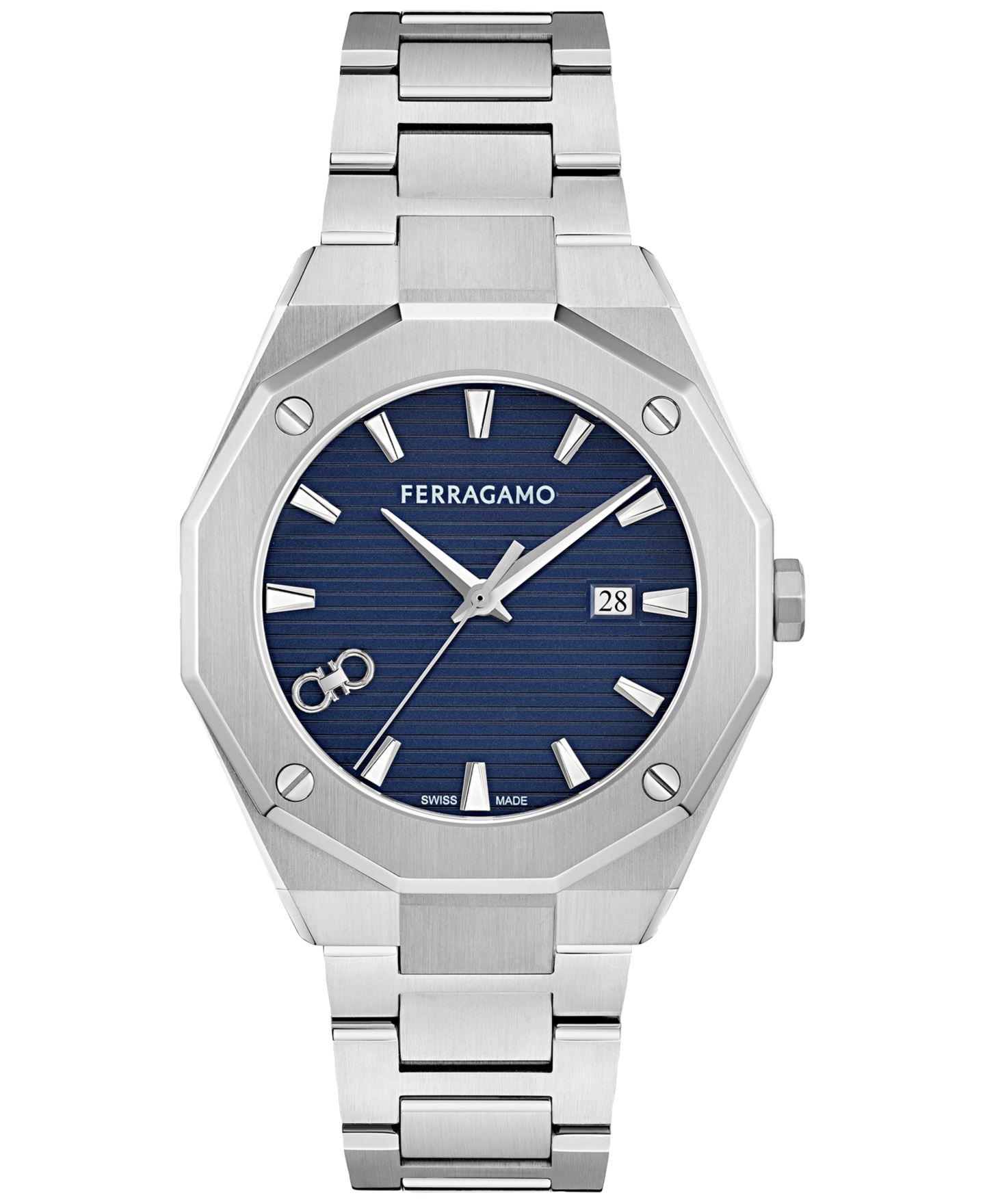 Мужские часы Ferragamo Swiss Edge Stainless Steel Bracelet Watch 40mm — фото 1