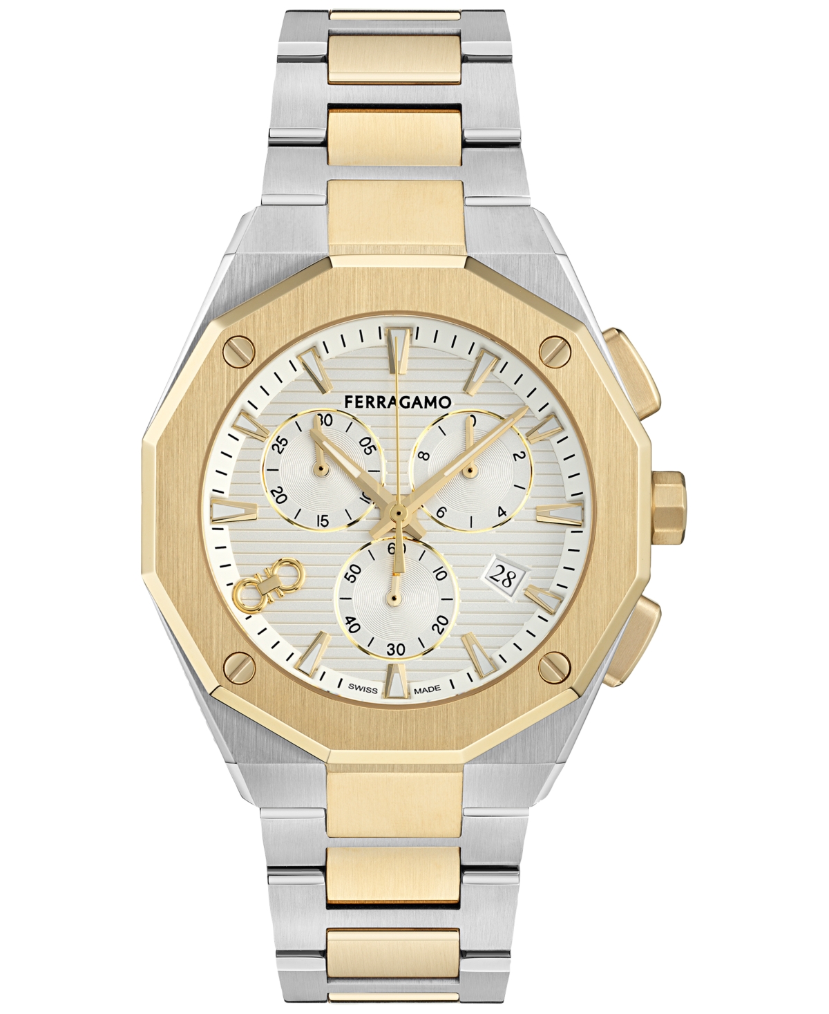 Ferragamo Men's Swiss Chronograph Edge Two-tone Stainless Steel Bracelet Watch 42mm In Multi