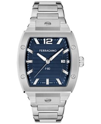 Ferragamo - Men's Swiss F-80 Tonneau Stainless Steel Bracelet Watch 42mm