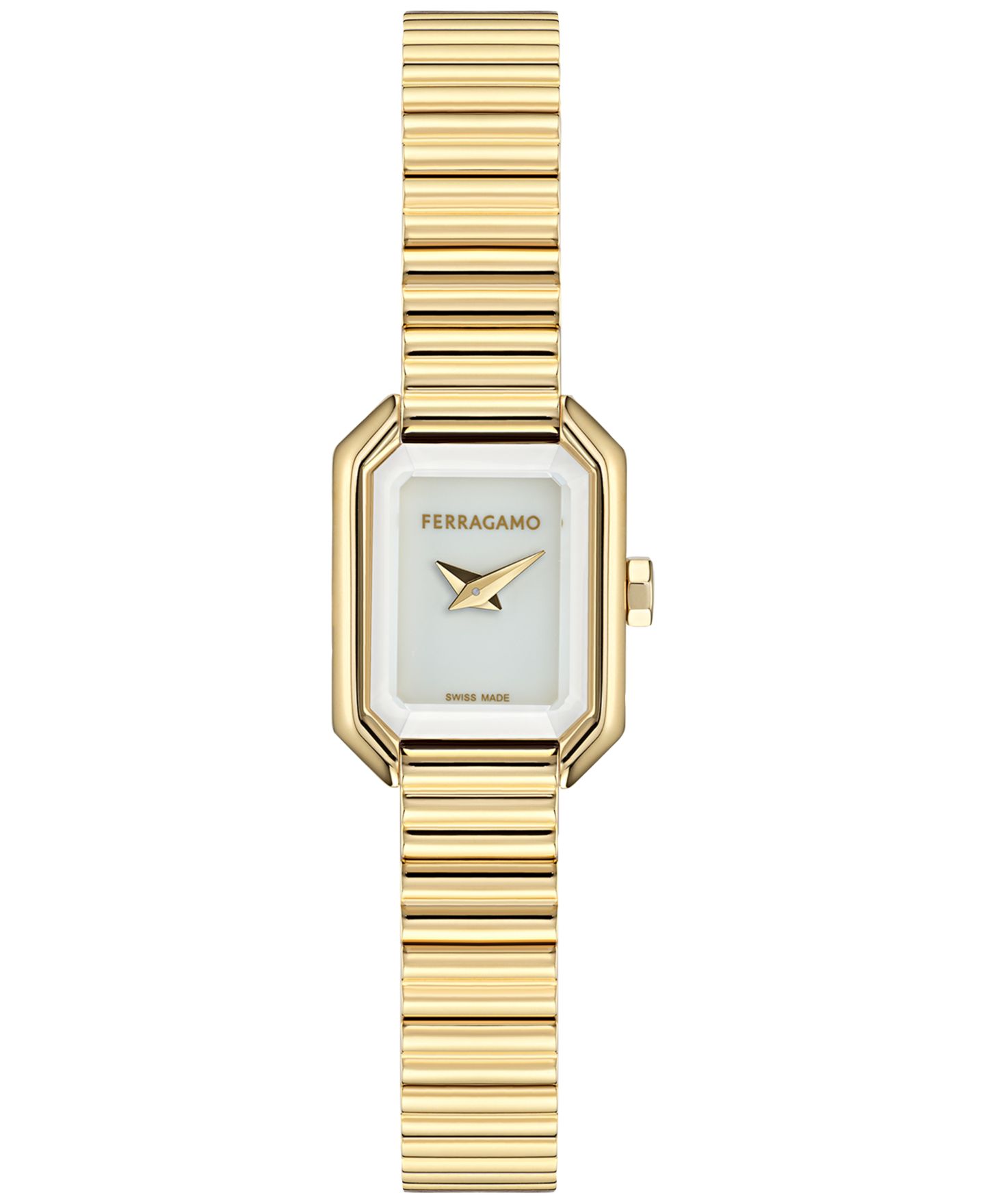 Женские часы Ferragamo Swiss Crystal Petite Gold Ion Plated Bracelet Watch 15x20mm — фото 1