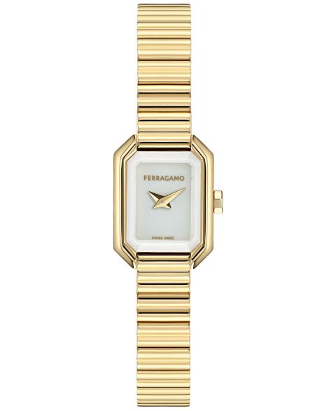Женские часы Ferragamo Swiss Crystal Petite Gold Ion Plated Bracelet Watch 15x20mm