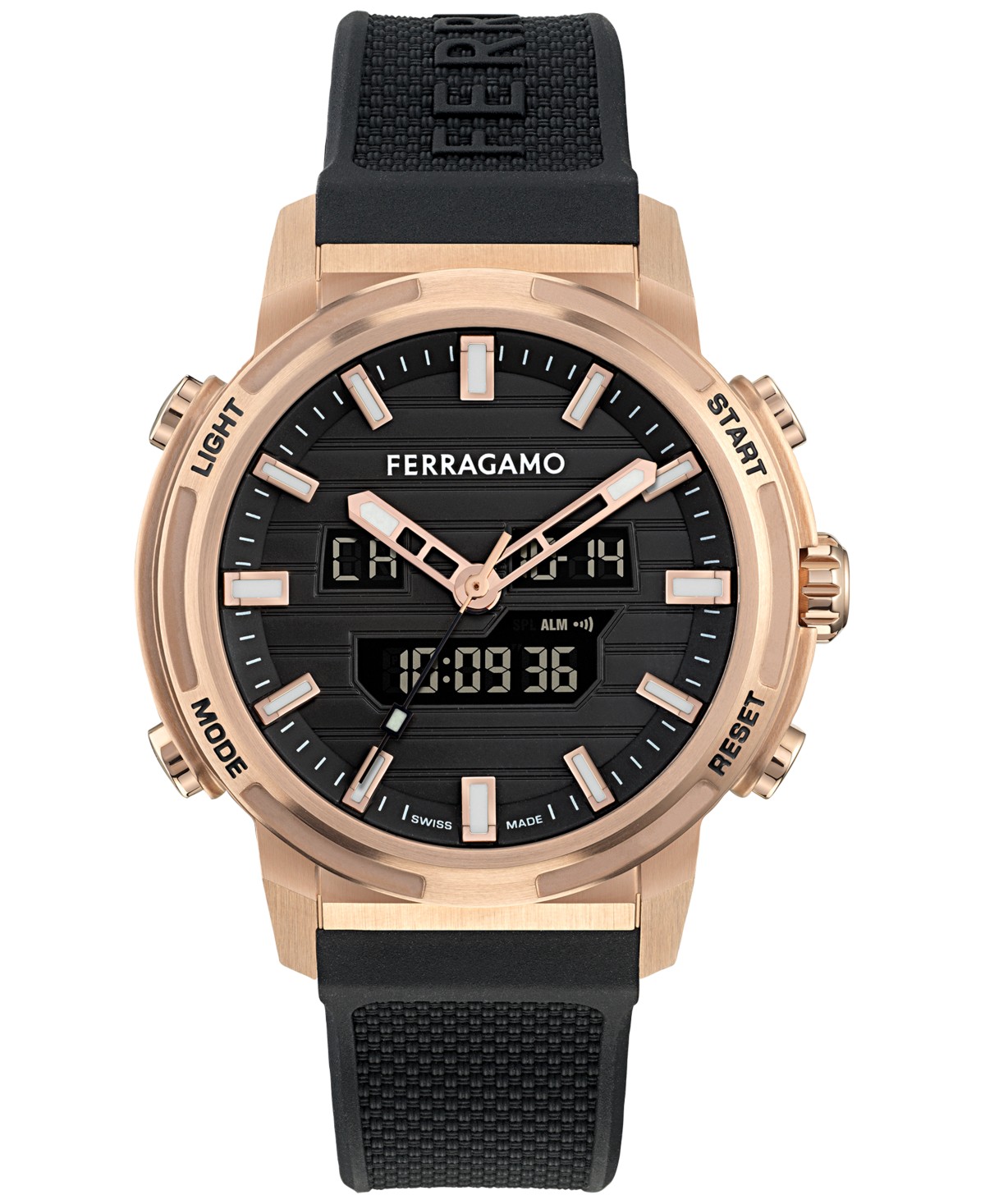 Часы Ferragamo Sport Anadigit Men's Rose Gold Case Black Digital Dial Strap Watch, 43mm — фото 2