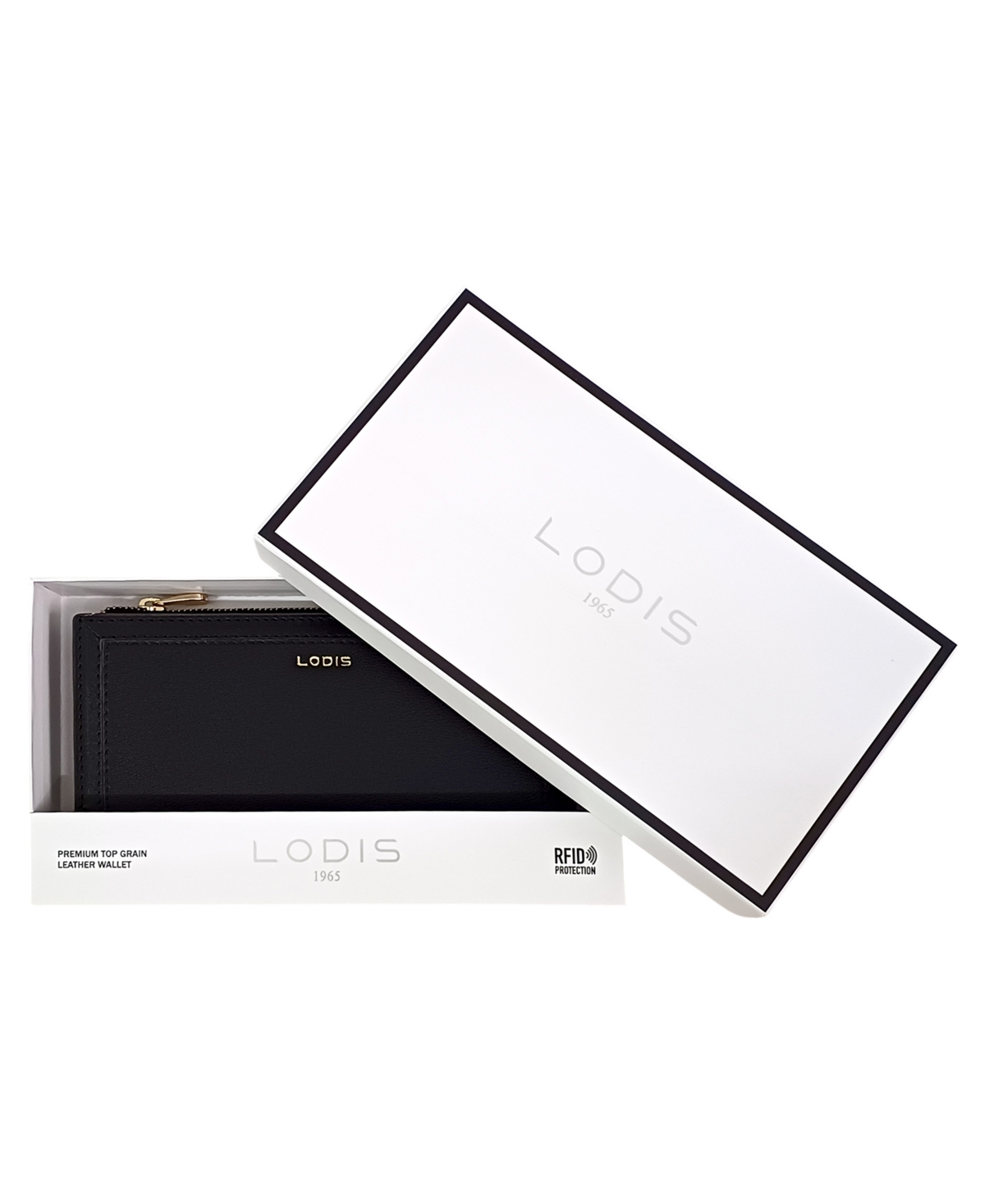 Lodis Deluxe Leather Zip Around Wallet In Black