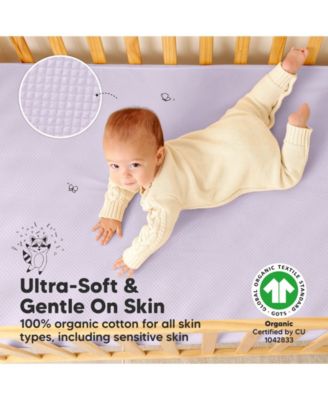 2-Pack Protect+ Waterproof Crib Mattress Protector Covers, Quin Quilted Cotton Baby Mattress Topper, Toddler Crib Sheets