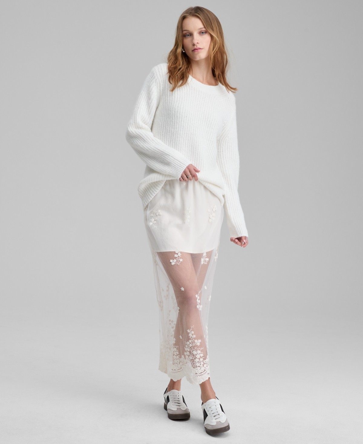 And Now This Women's Embroidered Sheer Overlay Maxi Skirt, Macy's Exclusive In White