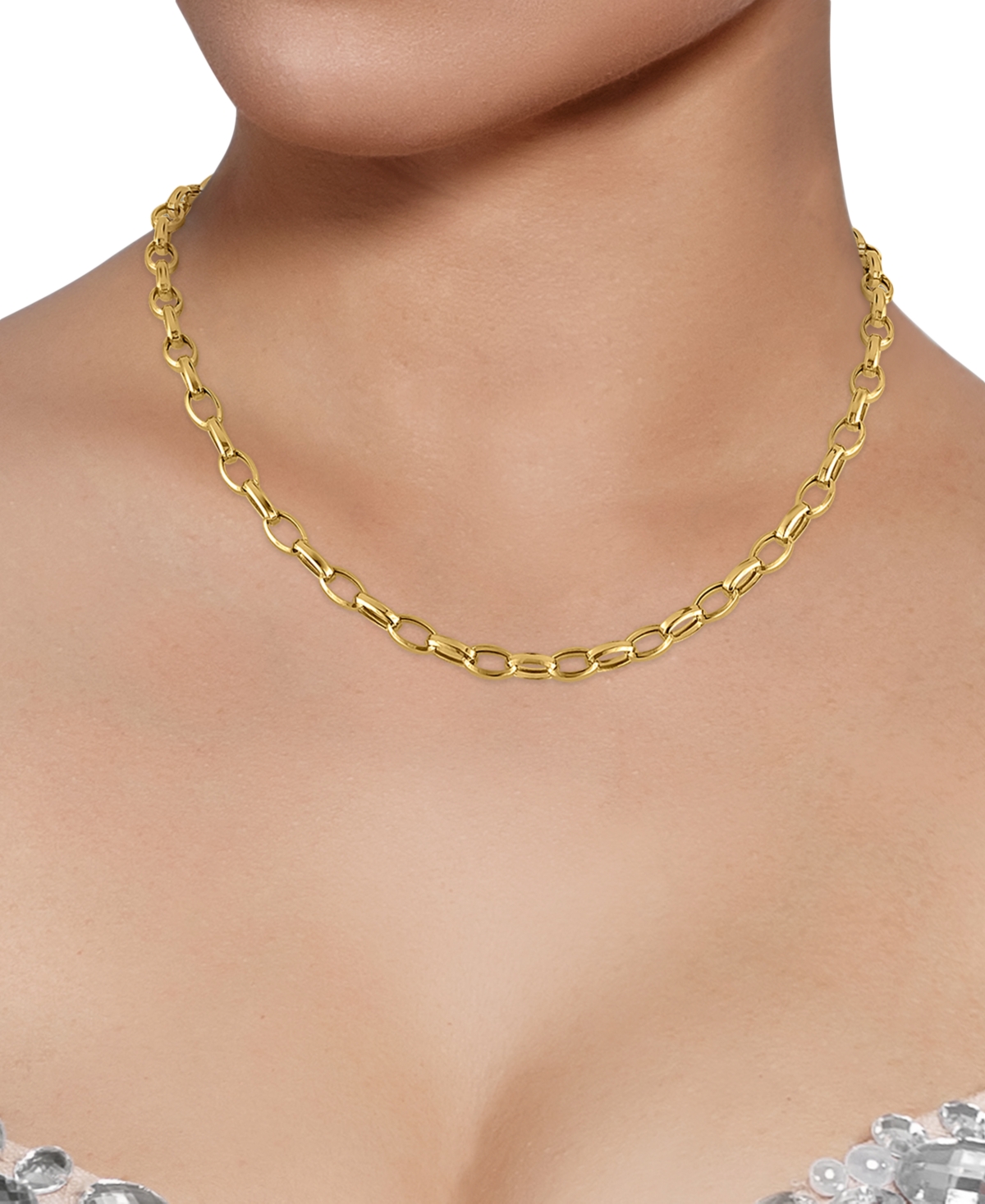 Macy's Polished Rolo Link 18" Chain Necklace In 10k Gold In Gold